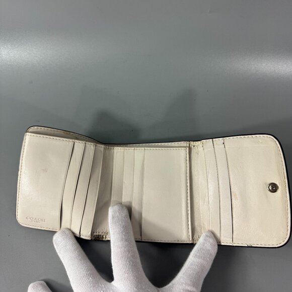 Coach Small Trifold Wallet In Blocked Signature Canvas - Picture 6 of 13